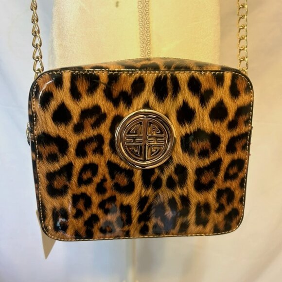 NWT! JCH Collection Leopard Animal Print Zip Closure Pockets Crossbody bag~7x6x3 - Picture 1 of 16